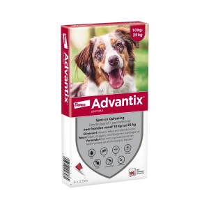 Advantix vlooien- en tekenpipet voor honden 250/1250 (10 tot 25 kg) 6 pipetten