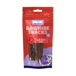 Braaaf Rawhide Roll Sticks Eend – 8 st.
