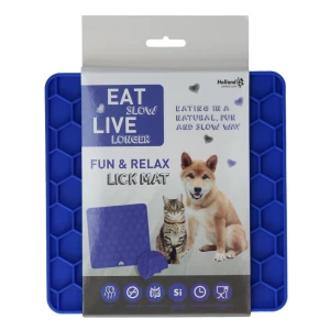 Eat Slow Live Longer Lick Mat Honeycomb Blauw