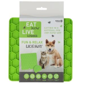 Eat Slow Live Longer Lick Mat Honeycomb Groen