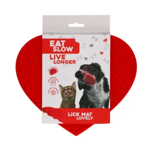 Eat Slow Live Longer Lick Mat Lovely Heart Rood