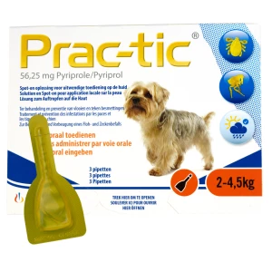 Prac-Tic Teken en vlooien druppels 2 tot 4,5 kg