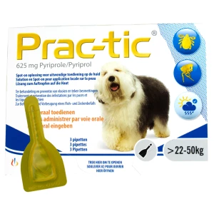 Prac-Tic Teken en vlooien druppels 22 tot 50 kg