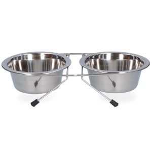 Voer en drinkbak RVS met standaard Ø 13 cm (350 ml)